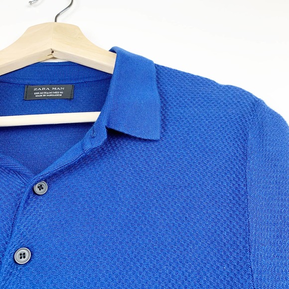 ZARA Man Viscosa Blue Polo Shirt  XS - Picture 5 of 8
